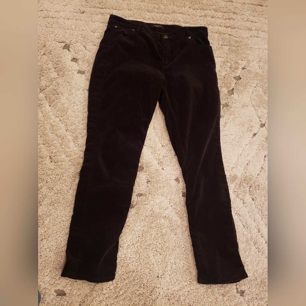 Talbots Flawless Five Pocket Black Velvety Pants Women's Size 14P Straight Leg - Picture 1 of 13